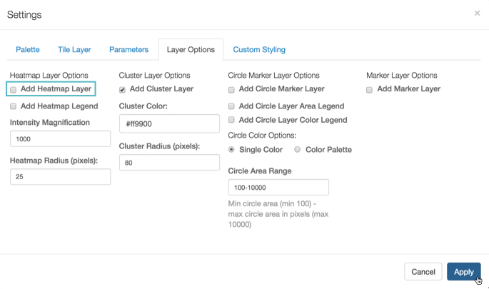 setting legend visibility on heatmap layer