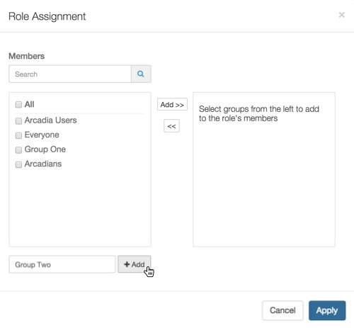 Adding New Groups in Role Assignment Modal
