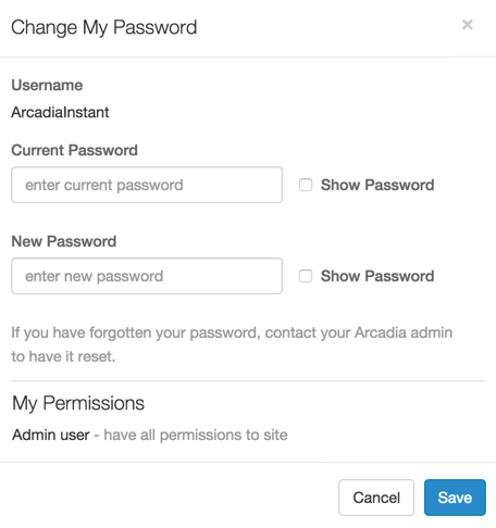 changing own password modal