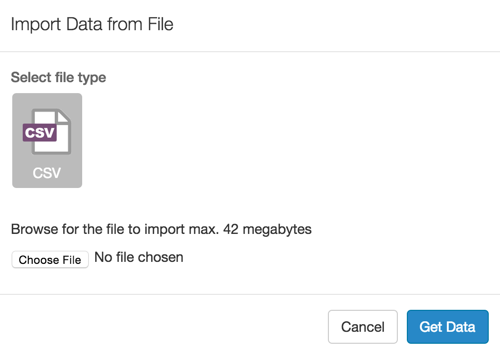 Import Data from File window