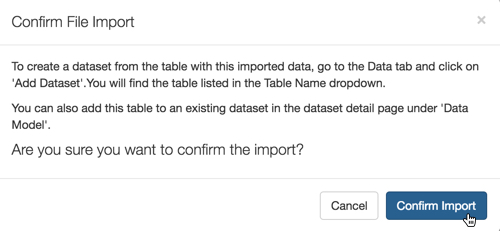 confirming data import