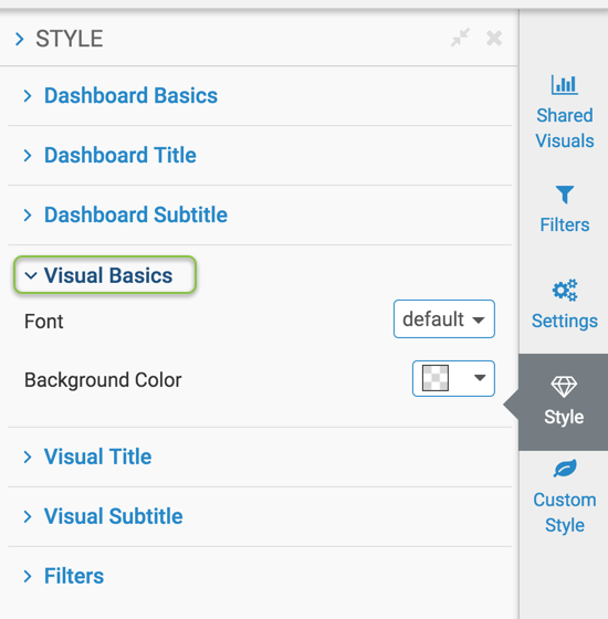 Styling basics of visuals in a dashboard