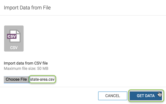 Import Data from File window