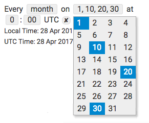 selecting day of month time component in schedule interval