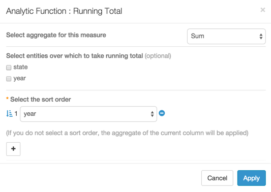 Analytic Function: Running Total Interface