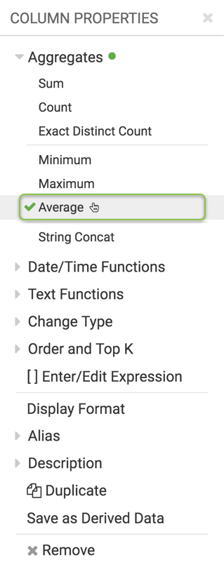 changing the aggregation to average