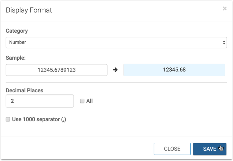 display format in Number mode