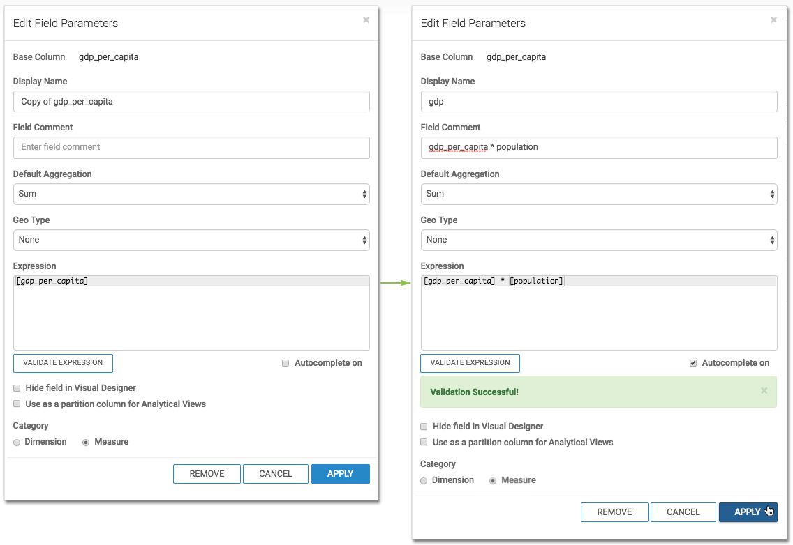 Saving changes to field definition