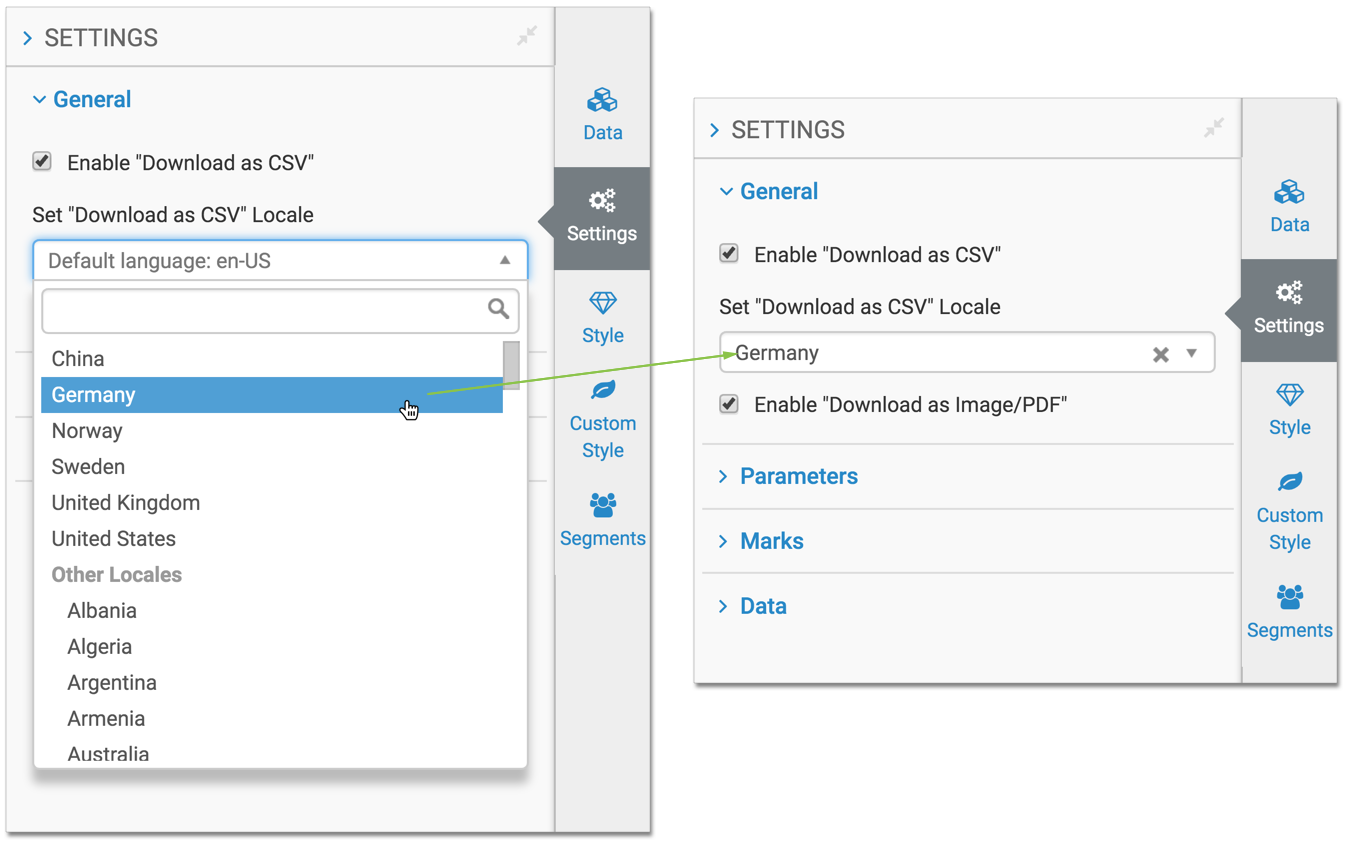 Setting download locale