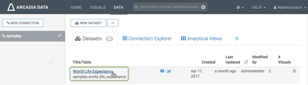 selecting a dataset