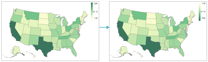 Choropleth word population map, with continuous legend on right side