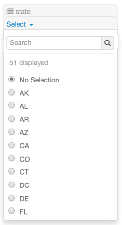 Single-Select Filter with Radio Buttons, and 'No Selection' option