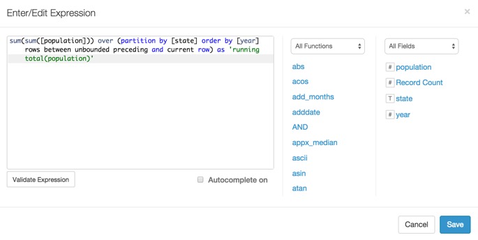 Viewing the Running Total Expression