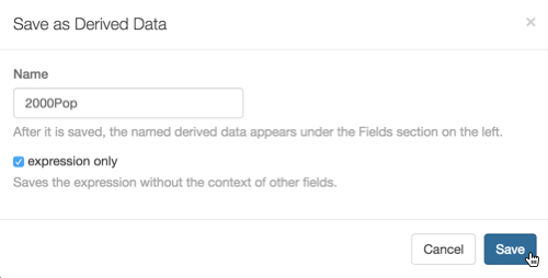 saving derived data expression only