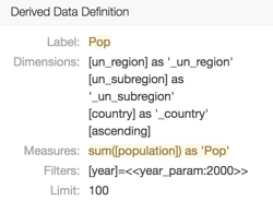 viewing the Derived Data Definition modal window