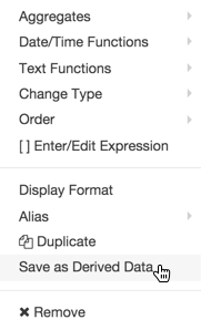 clicking to save the derived data