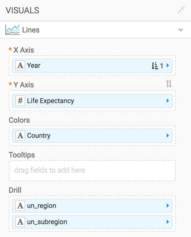 Specifying Drill fields in the visual