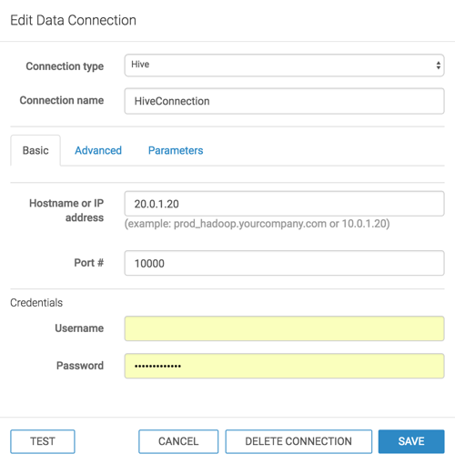 Edit Data Connection Modal Window: final