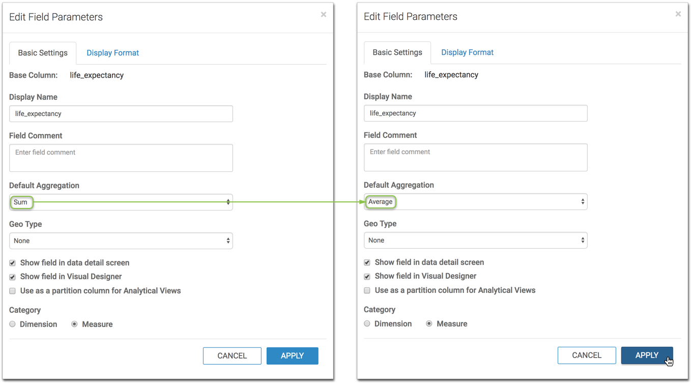 changing default aggregation