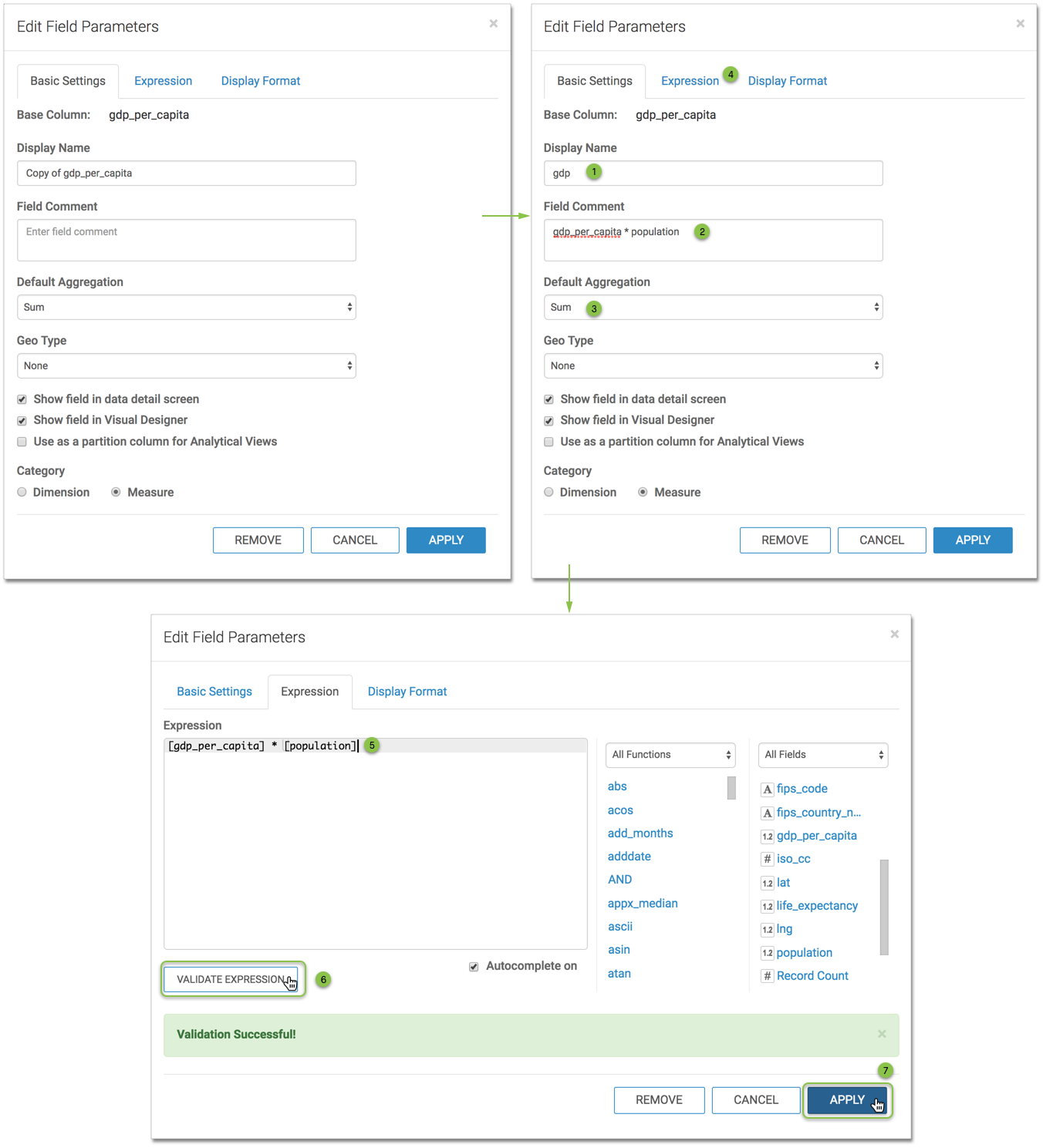 Saving changes to field definition