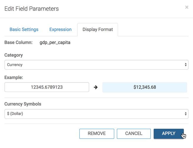 formalizing field display