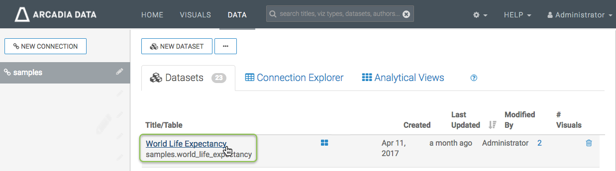 selecting a dataset