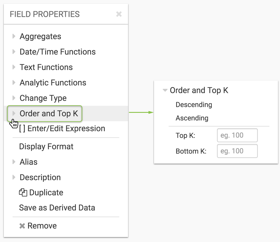 ordering and limiting options when on shelf