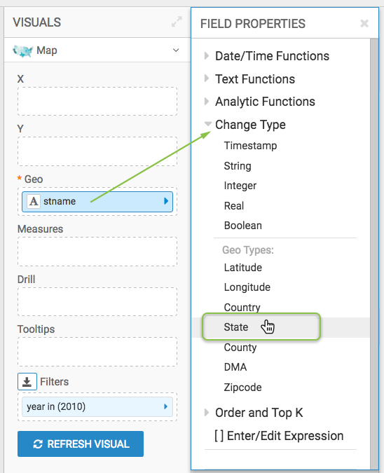 assigning geo type to field in visual