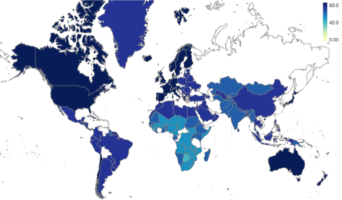 World Map of Life Expectancy as Choropleth