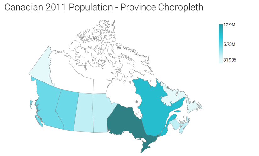 Canadian provinces choropleth map