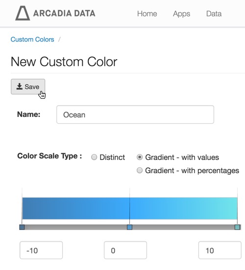 saving the new custom color with gradient values