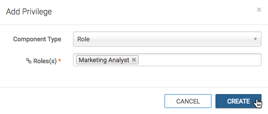 Adding Privileges Modal for adding Analyst role