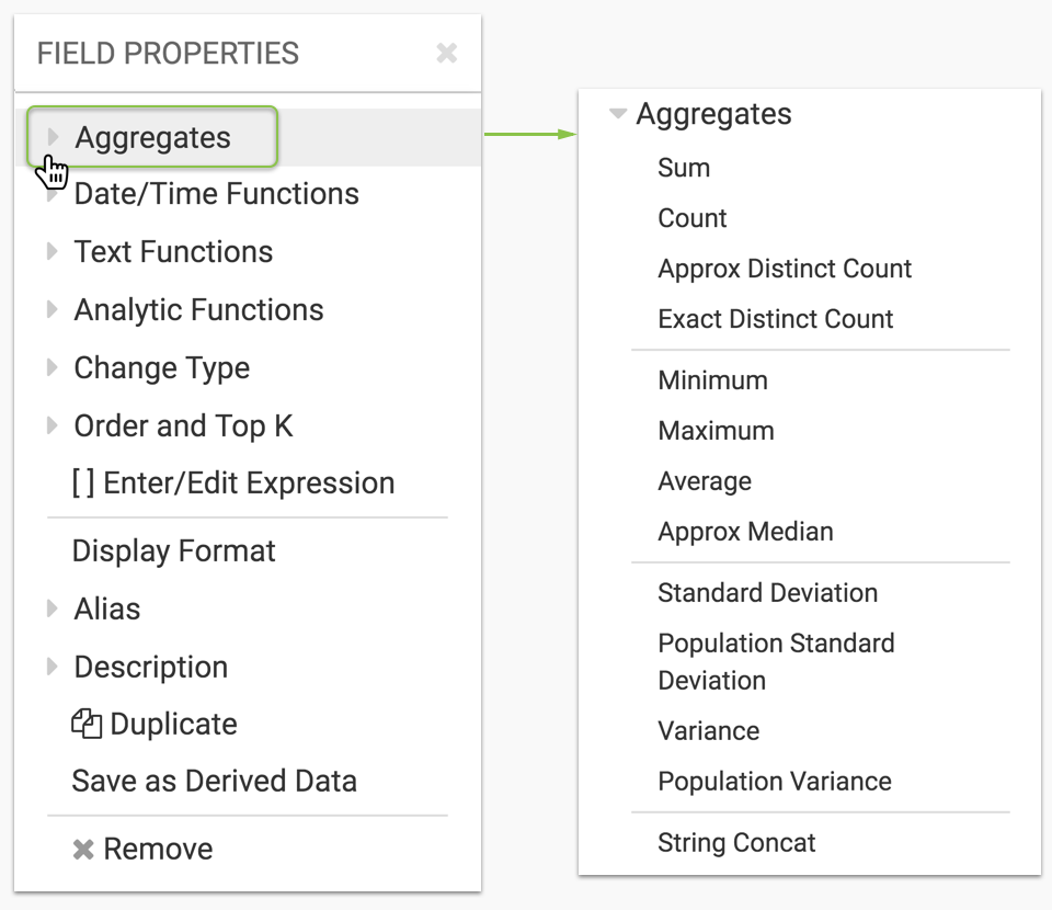 aggregate options when on shelf