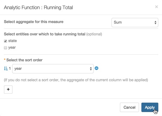 Analytic Function: Running Total Interface
