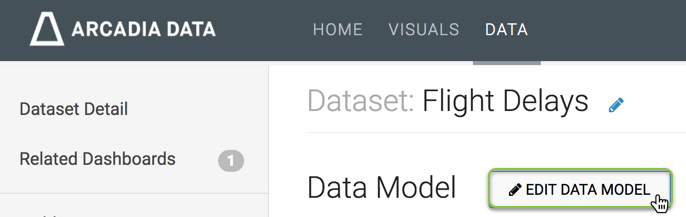 Clicking 'Editing Data Model'