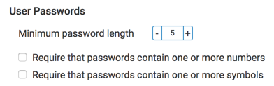 Specifying user password requirements