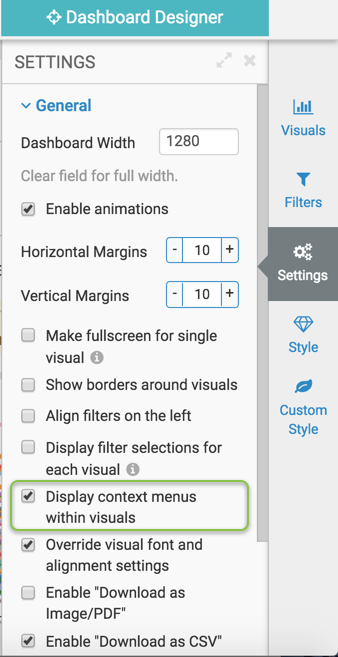 display filter selections on visuals