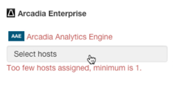 Cloudera Manager Add Service Wizard: Hosts for Arcadia Analytics Engine