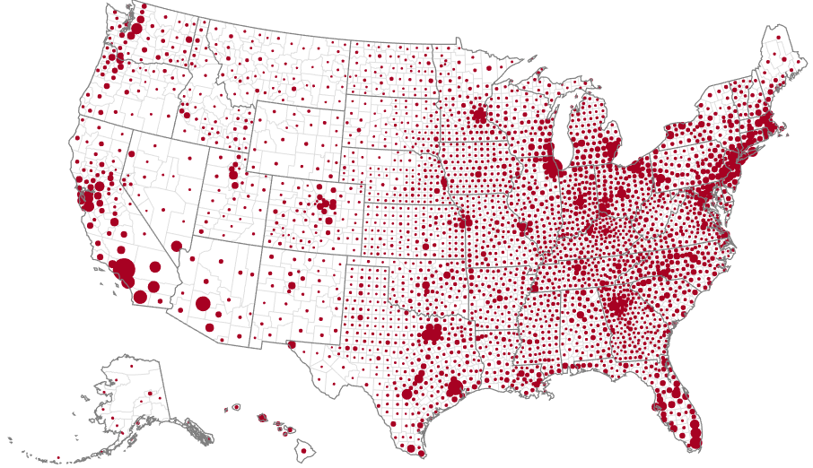 US County Population Bubbles