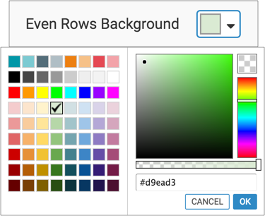Table 'Even Rows Background' color option