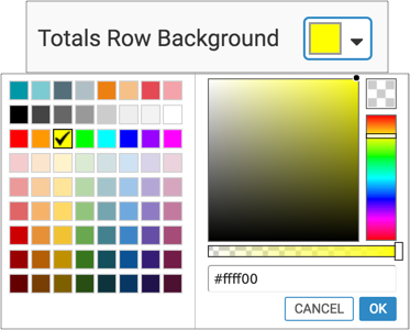 Table 'Totals Row Background' color option