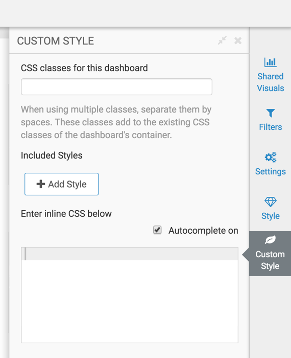 Custom Styling options for Dashboards