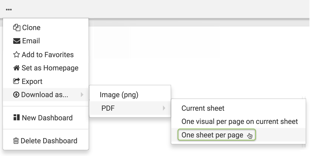 Select the "One sheet per page" option from the PDF secondary menu