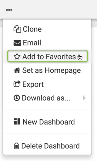 Adding a dashboard to favorites