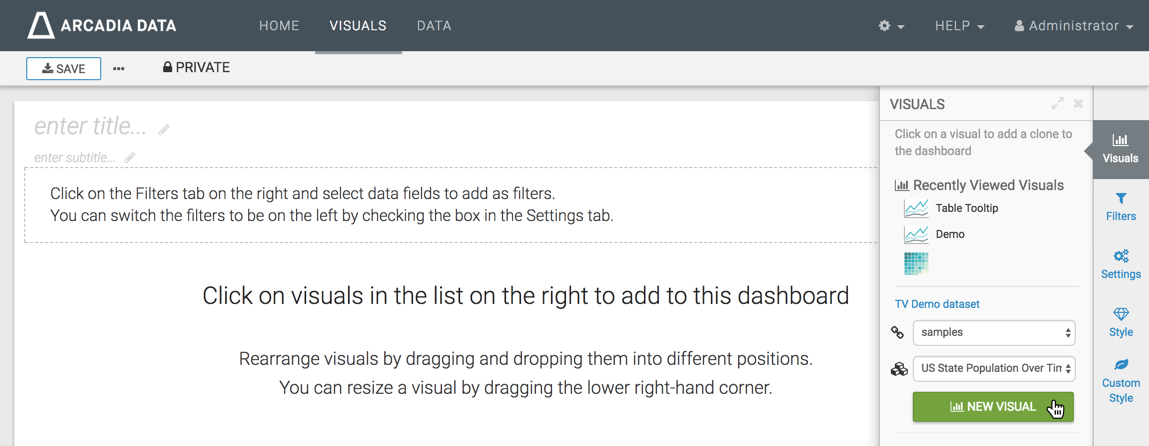 Starting new visual from dataset list