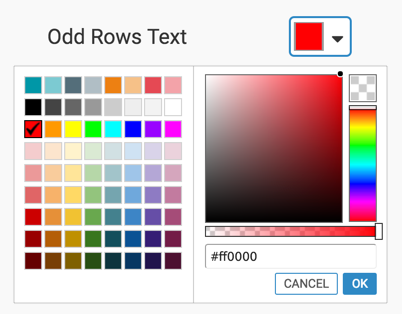 Table 'Odd Rows Text' color option