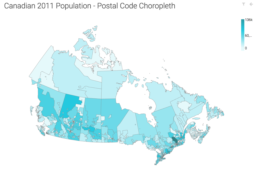 Canadian Postal Codes choropleth map