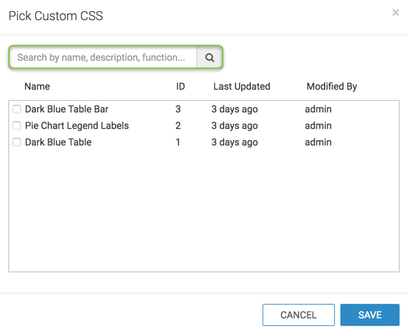 Displaying the Search Box in the Pick Custom CSS Interface