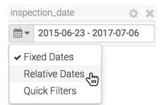 Selecting Relative Dates option from the dropdown menu of the Date filter