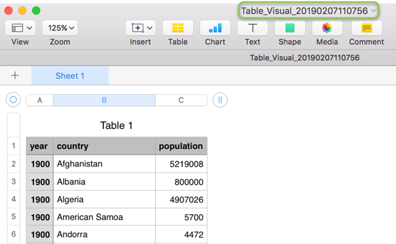 Displaying the visual as a *.csv file, file name same as the name of the visual, and the timestamp when the file is created.